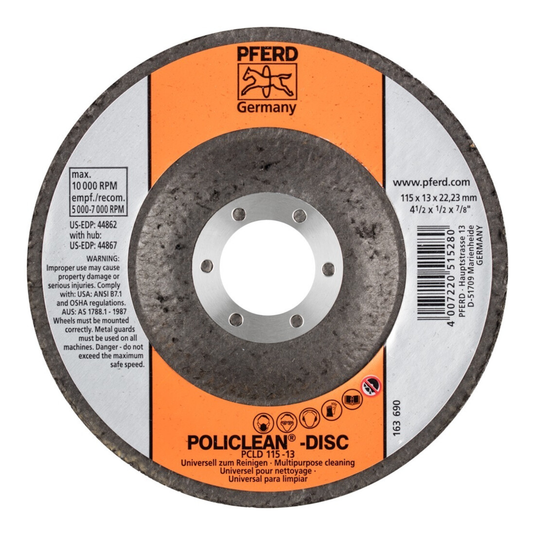 PFERD Rüggeberg Schijf Policlean PCLD 115x13mm