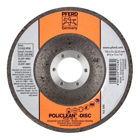 PFERD Rüggeberg Schijf Policlean PCLD 115x13mm