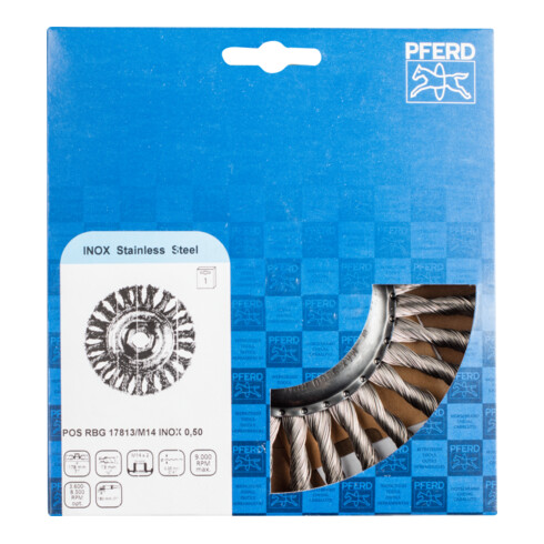 PFERD Rundbürste gezopft RBG Ø 178x13 mm M14 Edelstahl-Draht-Ø 0,50mm Winkelschleifer