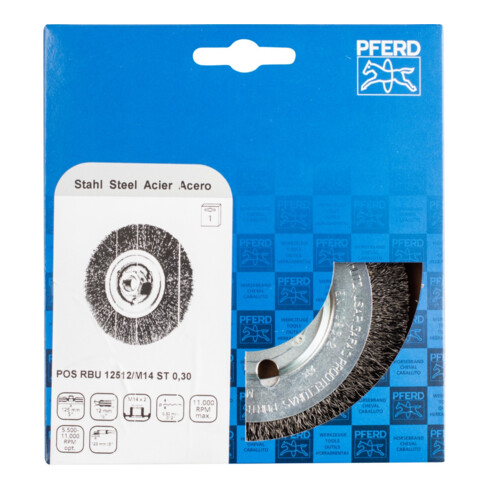 PFERD Rundbürste ungezopft RBU Ø125x12 mm M14 Stahl-Draht-Ø0,30 Winkelschleifer