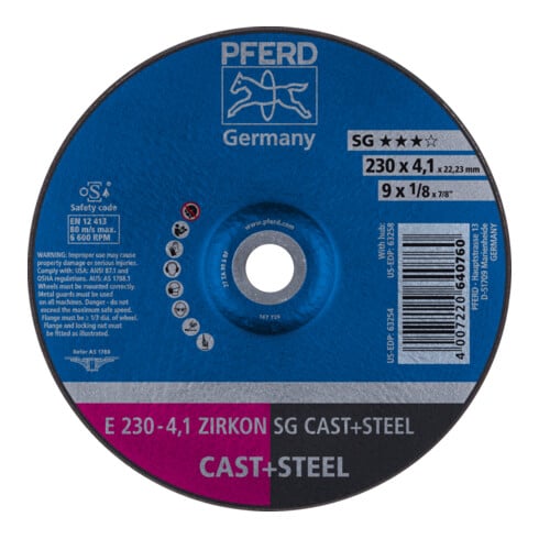 PFERD ruwe slijpschijf E 230-4,1 ZIRKON SG CAST+STEEL