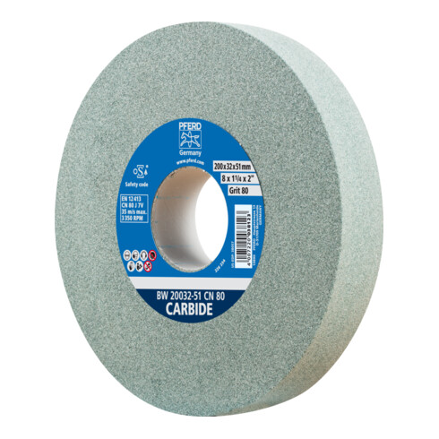 PFERD Schleifbockscheibe Ø 200x32 mm Bohrung-Ø 51 mm SiC80 für harte Materialien z.B. Hartmetall