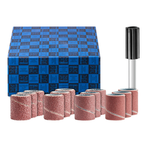 PFERD Schleifhülsen-Set 13-tlg. Korund Ø 10x20mm A60,80,150,240 mit Halter Schaft-Ø 6 mm