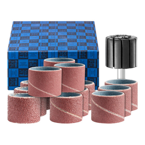 PFERD Schleifhülsen-Set 13-tlg. Korund Ø 22x20mm A60,80,150,240 mit Halter Schaft-Ø 6 mm
