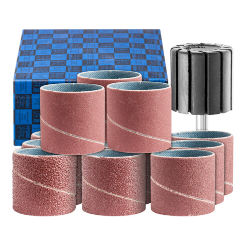 PFERD Schleifhülsen-Set 13-tlg. Korund Ø 30x30mm A40,60,80,150 mit Halter Schaft-Ø 6 mm