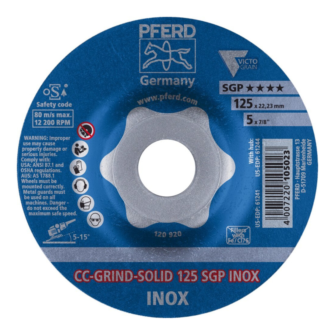 Pferd Schleifscheibe CC-Grind Solid SGP INOX 125mm
