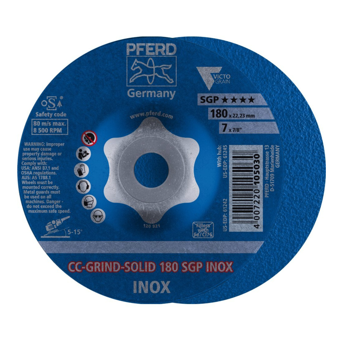 Pferd Schleifscheibe CC-Grind Solid SGP INOX 180mm