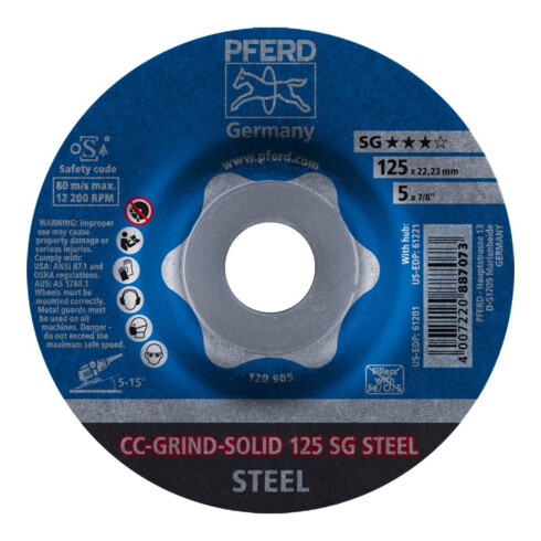 Pferd Schleifscheibe CC-Grind Solid Steel 125mm