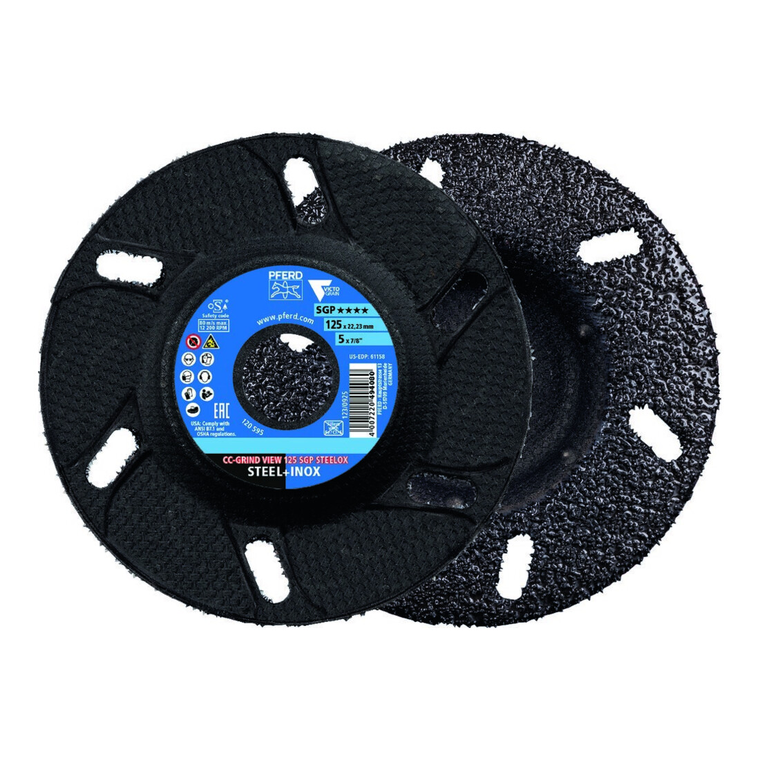 Pferd Schleifscheibe CC-GRIND VIEW 125x22,23 mm Speziallinie SGP STEELOX für Stahl/Edelstahl