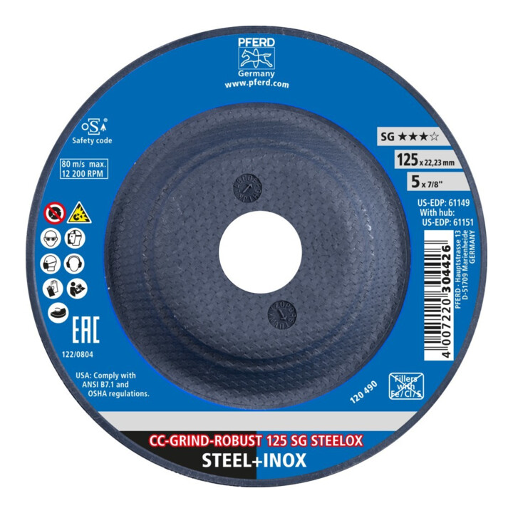 Pferd Schleifscheibe SG CC-GRIND-ROBUST STEELOX 125mm