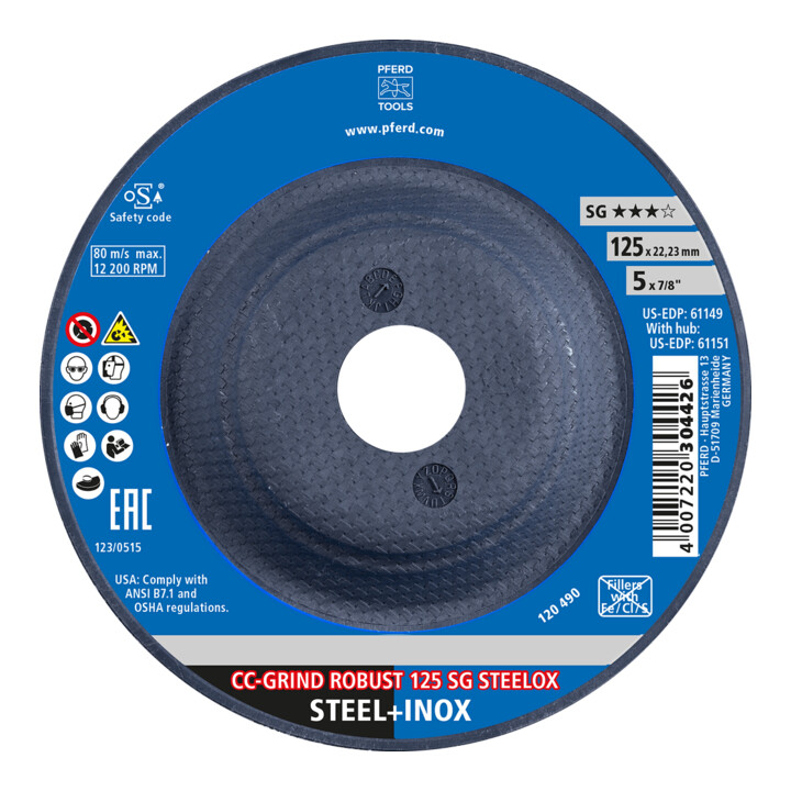 Pferd Schleifscheibe SG CC-GRIND-ROBUST STEELOX 125mm
