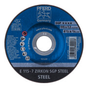 PFERD Schruppscheibe E 115x7,2x22,23 mm ZIRKON Speziallinie SGP STEEL für Stahl