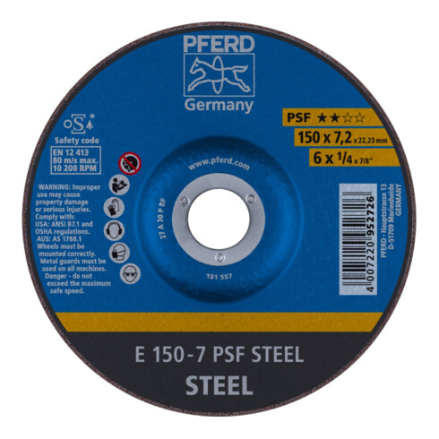 PFERD Schruppscheibe E  Universallinie PSF STEEL für Stahl