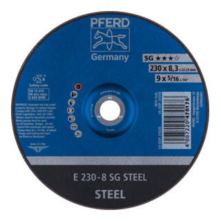 PFERD Schruppscheibe E 230x8,3x22,23 mm Leistungslinie SG STEEL für Stahl