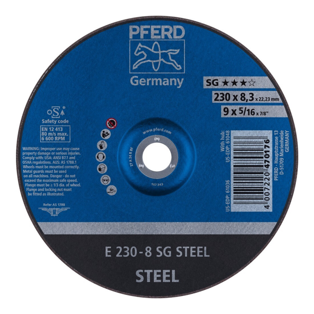 Pferd Schruppscheibe gekröpft A24RSG 230x8mm