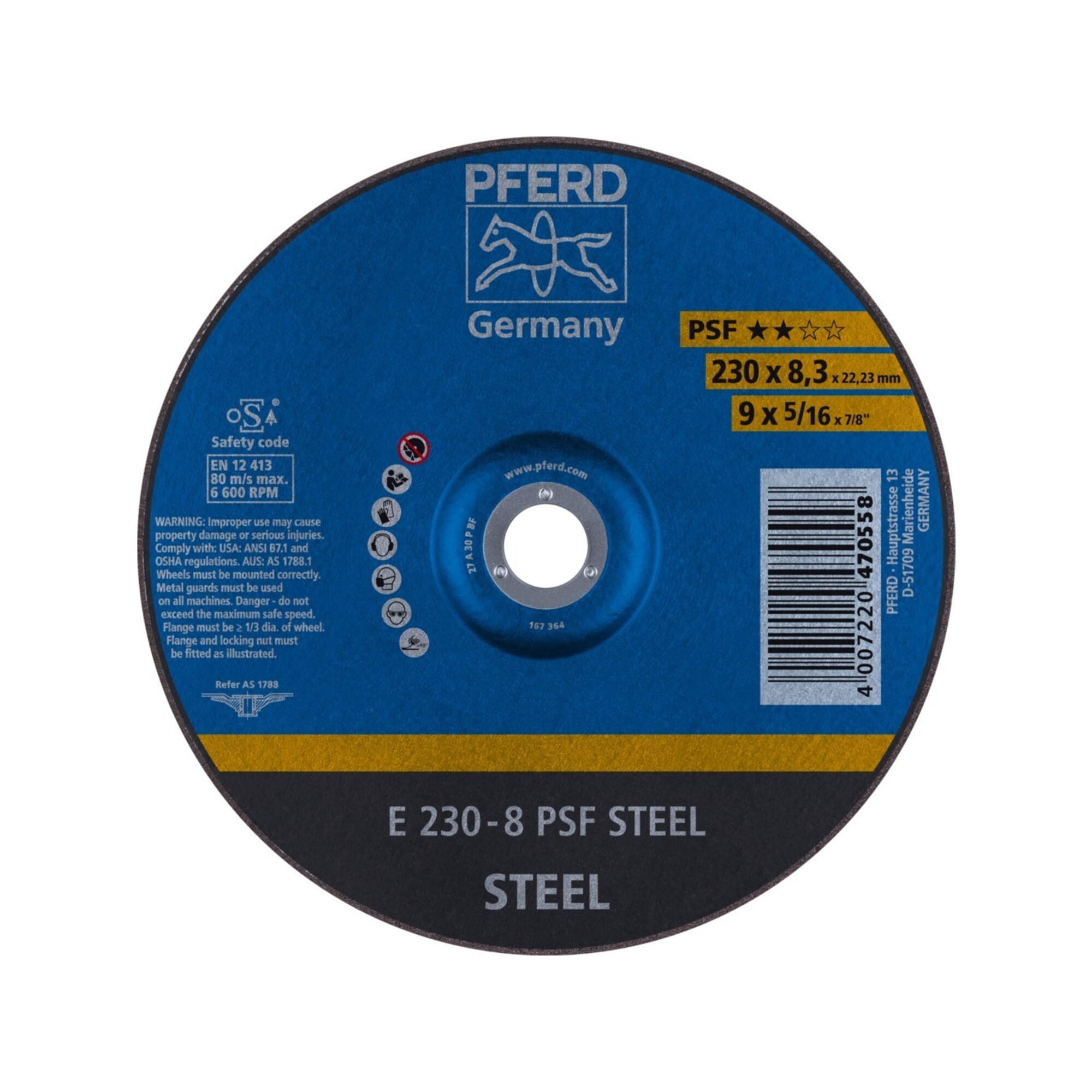 Pferd Schruppscheibe gekröpft A30PPS 230x8mm