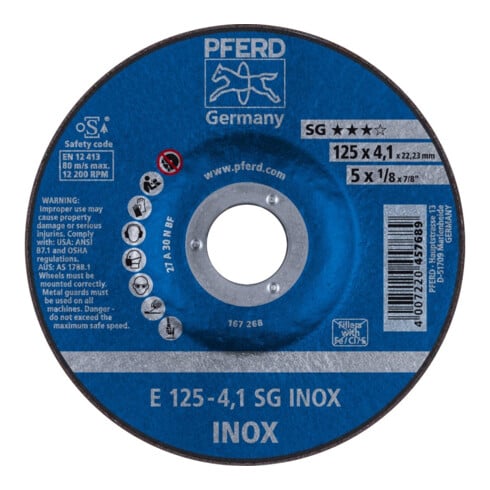 Pferd Schruppscheibe gekröpft für V2A A30NSG 125x4,1mm