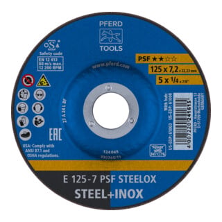 Pferd Schruppscheibe gekröpft PSFSTEELOX 125x7mm