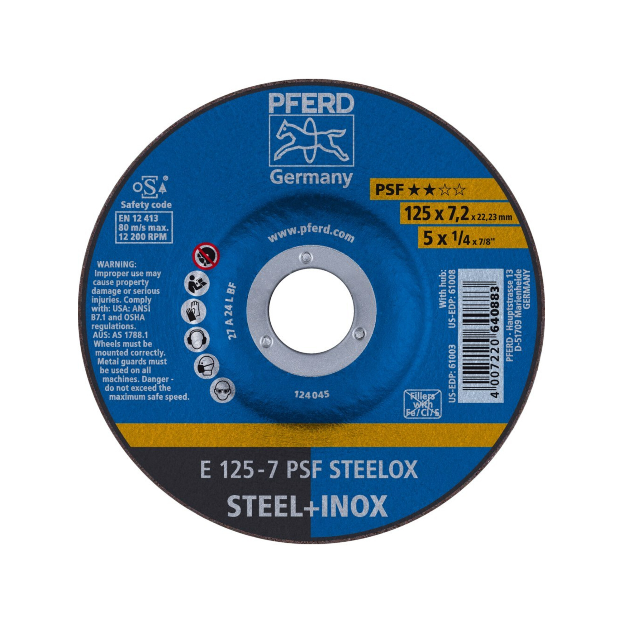 Pferd Schruppscheibe gekröpft PSFSTEELOX 125x7mm
