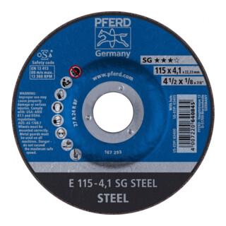 PFERD Schruppschleifscheibe SG-STEEL, Scheiben-⌀xScheibenbreite: 115X4 mm