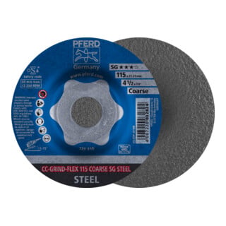 PFERD TOOLS CC-GRIND FLEX Schleifscheibe 115x22,23 mm COARSE Leistungslinie SG STEEL für Stahl