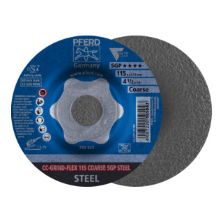 PFERD TOOLS CC-GRIND FLEX Schleifscheibe 115x22,23 mm COARSE Speziallinie SGP STEEL für Stahl