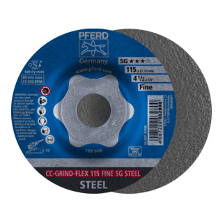 PFERD TOOLS CC-GRIND FLEX Schleifscheibe 115x22,23 mm FINE Leistungslinie SG STEEL für Stahl