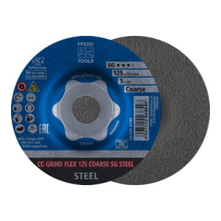 PFERD TOOLS CC-GRIND FLEX Schleifscheibe 125x22,23 mm COARSE Leistungslinie SG STEEL für Stahl