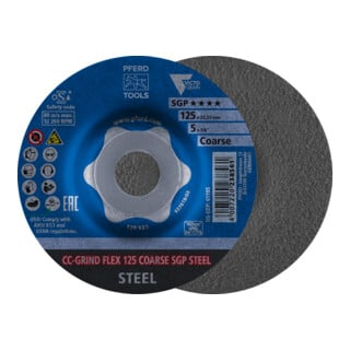 PFERD TOOLS CC-GRIND FLEX Schleifscheibe 125x22,23 mm COARSE Speziallinie SGP STEEL für Stahl