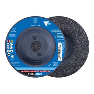 PFERD TOOLS CC-GRIND ROBUST Schleifscheibe 125x22,23 mm Speziallinie SGP STEELOX für Stahl/Edelstahl