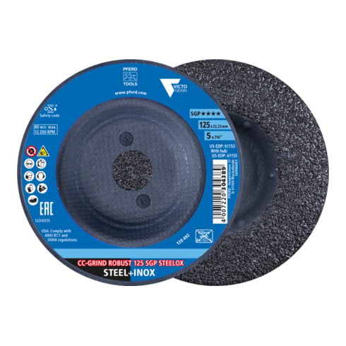 PFERD TOOLS CC-GRIND ROBUST Schleifscheibe 125x22,23 mm Speziallinie SGP STEELOX für Stahl/Edelstahl