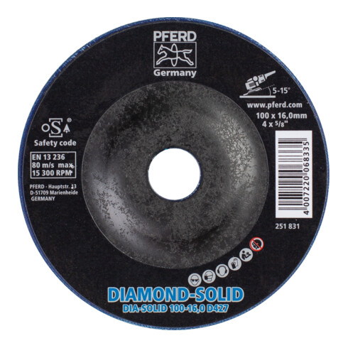 PFERD TOOLS CC-GRIND SOLID DIAMOND 100x16,0mm D427 (grob) zum Bearbeiten harter Werkstoffe