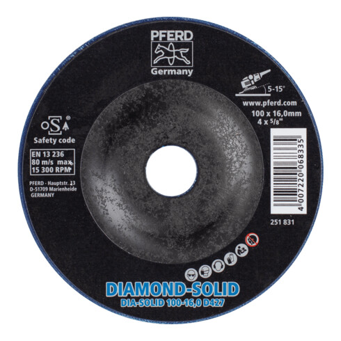PFERD TOOLS CC-GRIND SOLID DIAMOND 100x16,0mm D427 (grob) zum Bearbeiten harter Werkstoffe