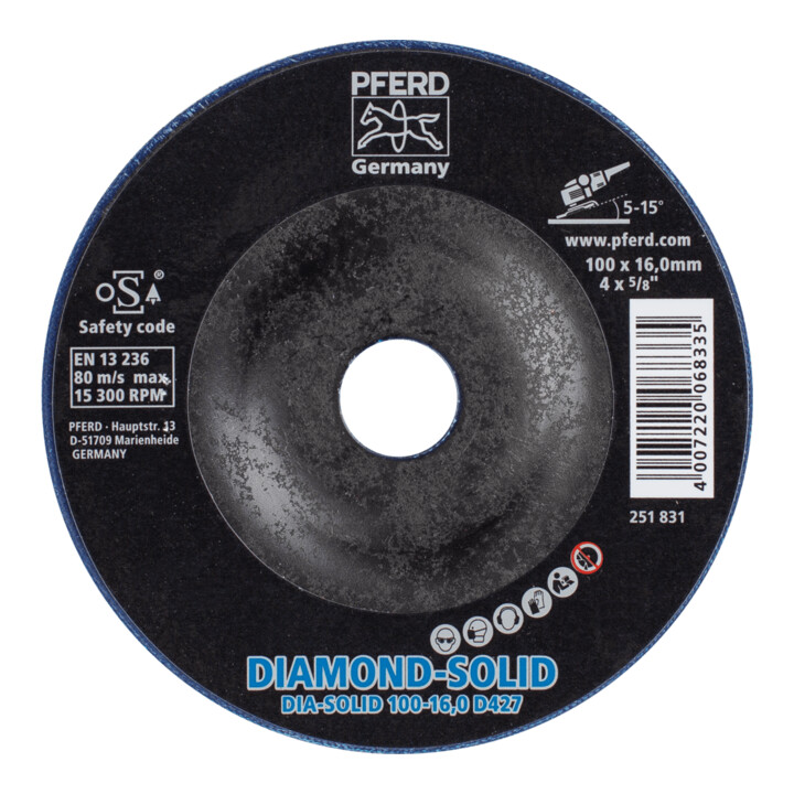 PFERD TOOLS CC-GRIND SOLID DIAMOND 100x16,0mm D427 (grob) zum Bearbeiten harter Werkstoffe