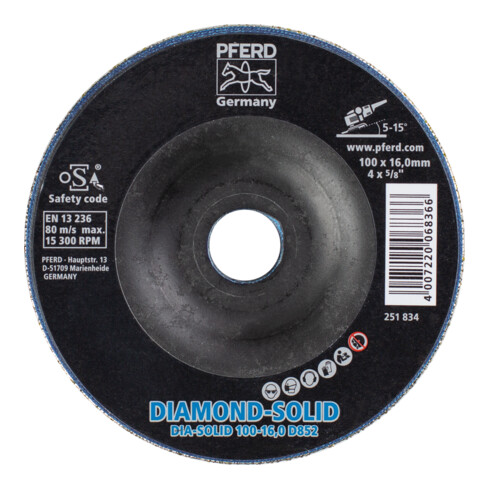 PFERD TOOLS CC-GRIND SOLID DIAMOND 100x16,0mm D852 (sehr grob) zum Bearbeiten harter Werkstoffe