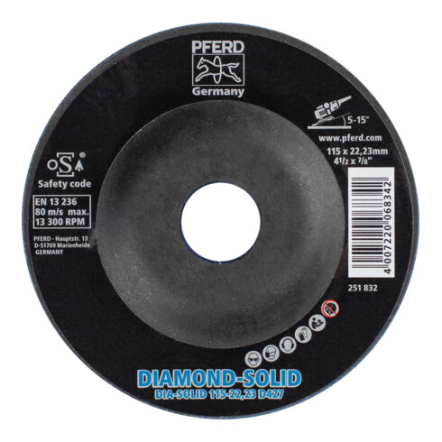 PFERD TOOLS CC-GRIND SOLID DIAMOND 115x22,23 mm D427 (grob) zum Bearbeiten harter Werkstoffe