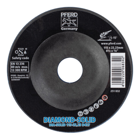 PFERD TOOLS CC-GRIND SOLID DIAMOND 115x22,23 mm D427 (grob) zum Bearbeiten harter Werkstoffe