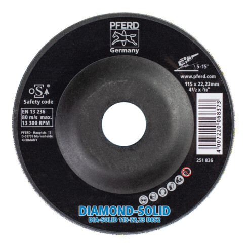 PFERD TOOLS CC-GRIND SOLID DIAMOND 115x22,23 mm D852 (sehr grob) zum Bearbeiten harter Werkstoffe