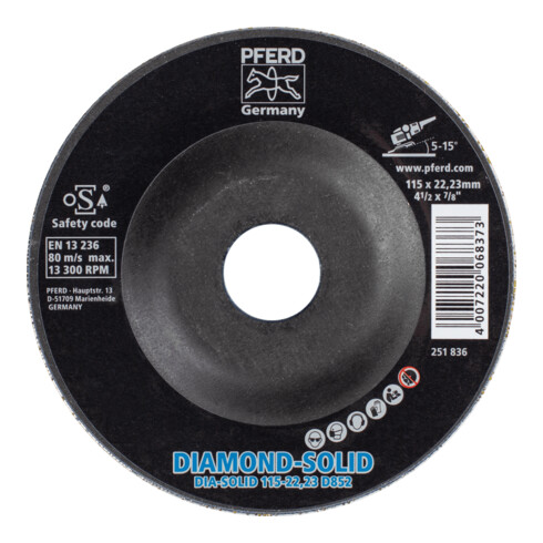 PFERD TOOLS CC-GRIND SOLID DIAMOND 115x22,23 mm D852 (sehr grob) zum Bearbeiten harter Werkstoffe