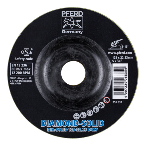 PFERD TOOLS CC-GRIND SOLID DIAMOND 125x22,23 mm D427 (grob) zum Bearbeiten harter Werkstoffe