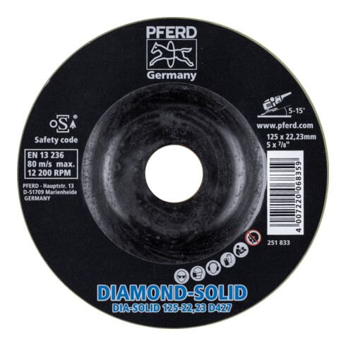 PFERD TOOLS CC-GRIND SOLID DIAMOND 125x22,23 mm D427 (grob) zum Bearbeiten harter Werkstoffe