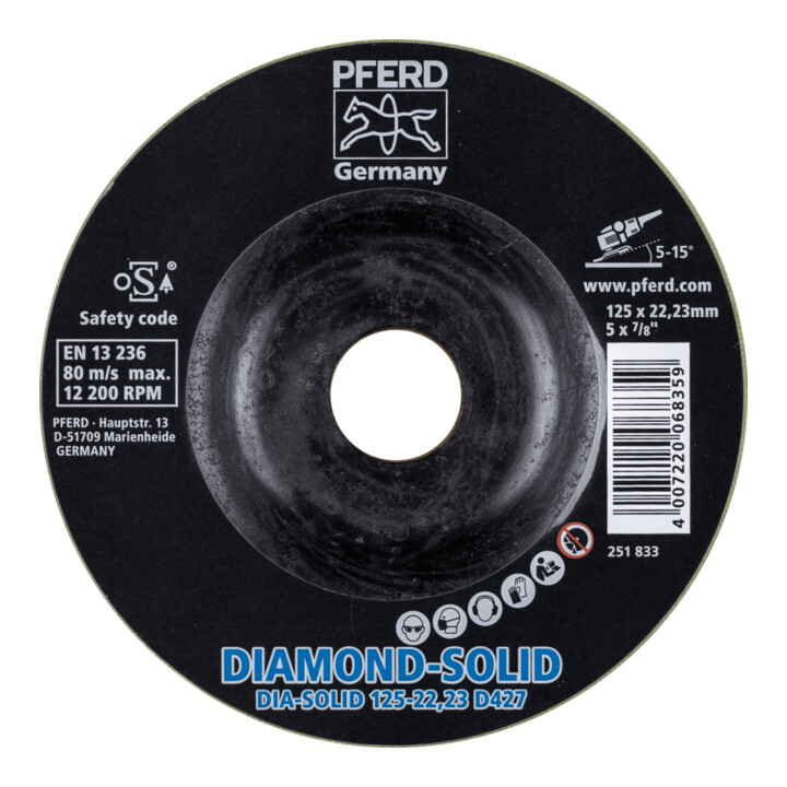 PFERD TOOLS CC-GRIND SOLID DIAMOND 125x22,23 mm D427 (grob) zum Bearbeiten harter Werkstoffe