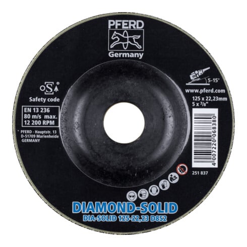 PFERD TOOLS CC-GRIND SOLID DIAMOND 125x22,23 mm D852 (sehr grob) zum Bearbeiten harter Werkstoffe