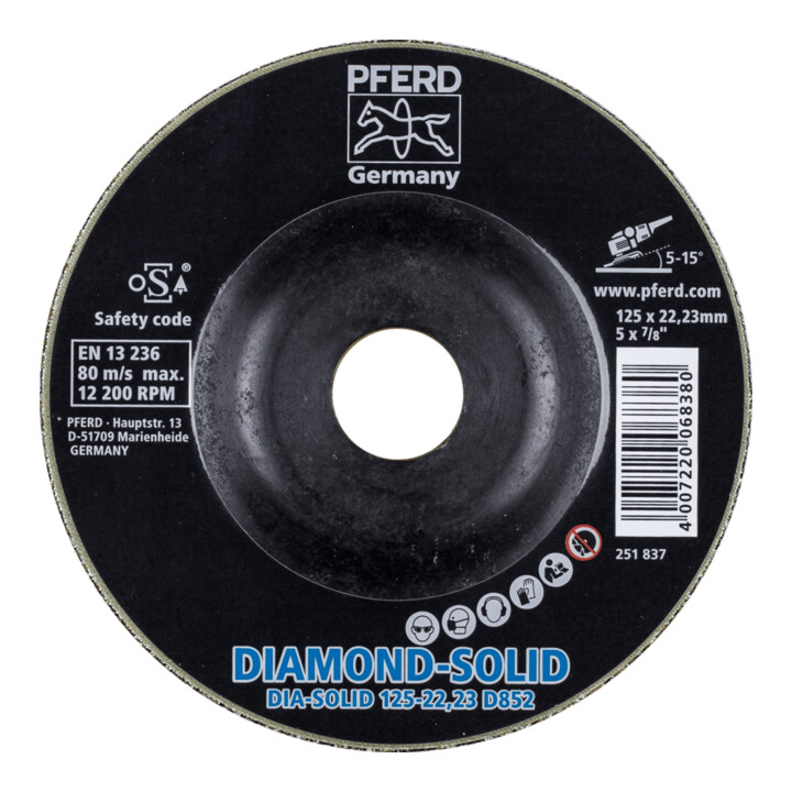 PFERD TOOLS CC-GRIND SOLID DIAMOND 125x22,23 mm D852 (sehr grob) zum Bearbeiten harter Werkstoffe