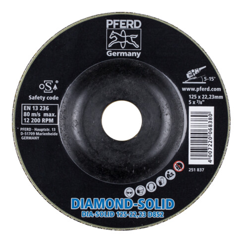 PFERD TOOLS CC-GRIND SOLID DIAMOND 125x22,23 mm D852 (sehr grob) zum Bearbeiten harter Werkstoffe