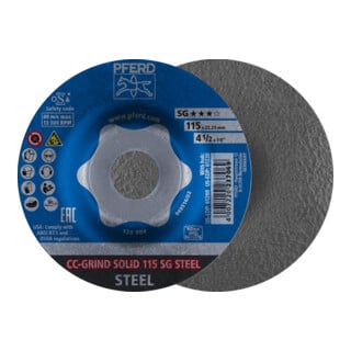 PFERD TOOLS CC-GRIND SOLID Schleifscheibe 115x22,23 mm COARSE Leistungslinie SG STEEL für Stahl