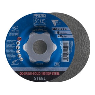 PFERD TOOLS CC-GRIND SOLID Schleifscheibe 115x22,23 mm COARSE Speziallinie SGP STEEL für Stahl