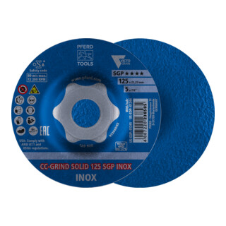 PFERD TOOLS CC-GRIND SOLID Schleifscheibe 125x22,23 mm COARSE Speziallinie SGP INOX für Edelstahl