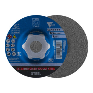 PFERD TOOLS CC-GRIND SOLID Schleifscheibe 125x22,23 mm COARSE Speziallinie SGP STEEL für Stahl
