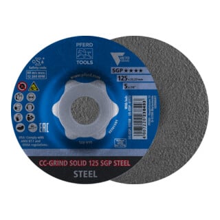 PFERD TOOLS CC-GRIND SOLID Schleifscheibe 125x22,23 mm COARSE Speziallinie SGP STEEL für Stahl